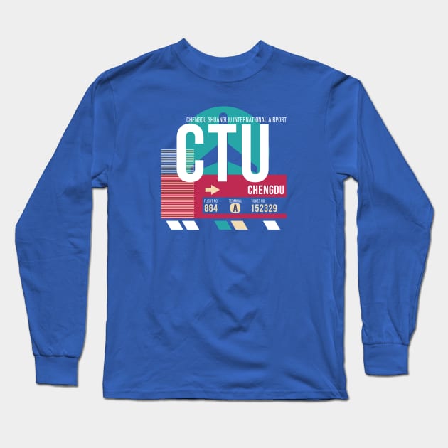 Chengdu, China (CTU) Airport Code Baggage Tag Long Sleeve T-Shirt by SLAG_Creative